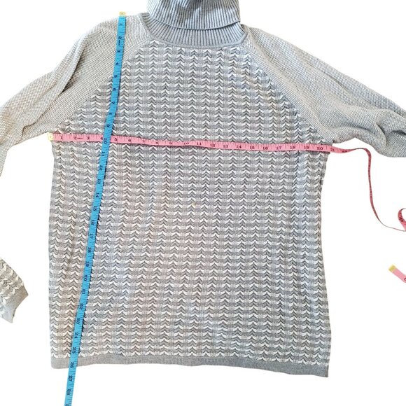 The Limited Gray Knit Modern Textured Pattern Turtleneck Sweater XL - Picture 9 of 12